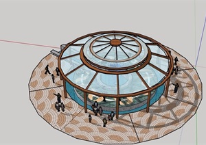 圆形玻璃休闲亭设计cad施工图
