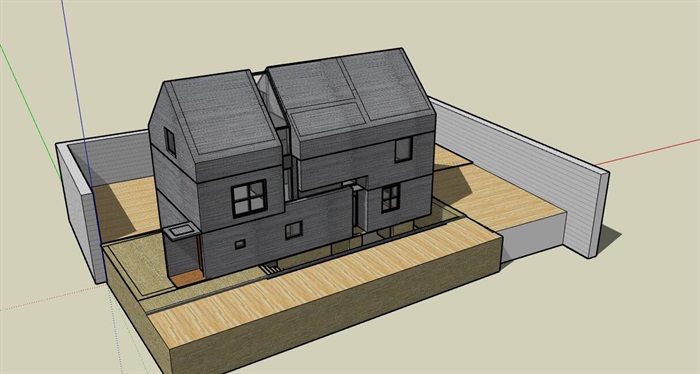 现代先锋创意简约坡屋顶清水混凝土私人住宅别墅(1)