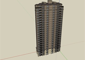 高层欧式风格详细的居住楼SU(草图大师)模型