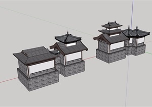 单层古建寺庙设计SU(草图大师)模型