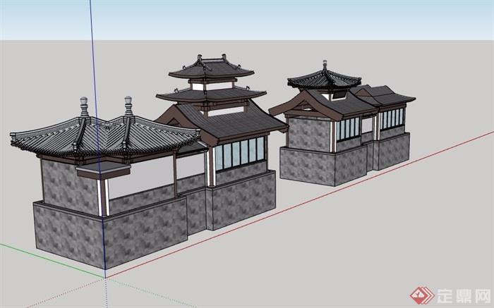 单层古建寺庙设计su模型