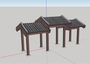 古典中式庭院门素材设计SU(草图大师)模型