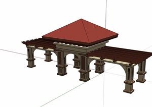 欧式详细的亭廊组合设计SU(草图大师)模型