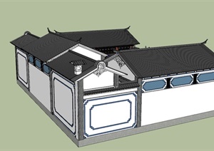中式四合院民居住宅楼SU(草图大师)模型