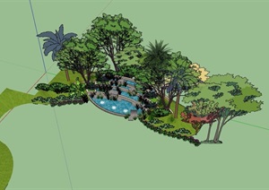 某详细的水池及种植池设计SU(草图大师)模型