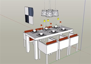 餐桌椅及吊灯设计SU(草图大师)模型