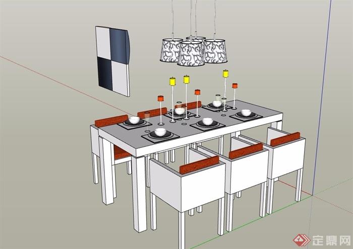 餐桌椅及吊灯设计su模型