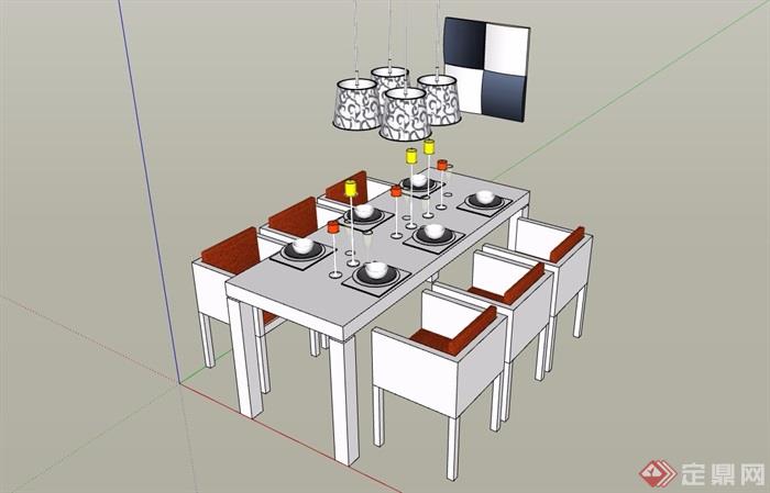 餐桌椅及吊灯设计su模型
