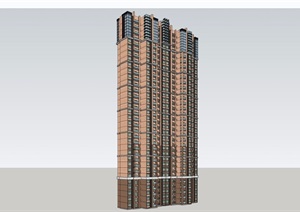 高层混搭详细住宅建筑楼设计SU(草图大师)模型