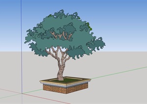 现代方形砖砌树池设计SU(草图大师)模型