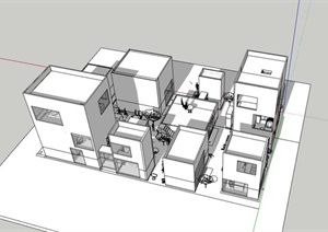 妹岛和世西泽立卫透明性大师作品现代简约体块组合森山住宅SU(草图大师) CAD