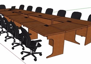 现代风格A字形会议桌椅组合SU(草图大师)模型