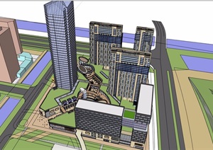 商业办公及住宅建筑楼设计SU(草图大师)模型