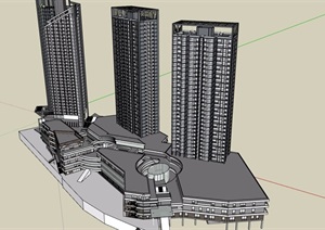 详细的商业住宅详细建筑楼设计SU(草图大师)模型
