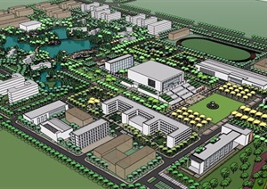 某详细完整的大学校园景观设计SU(草图大师)模型