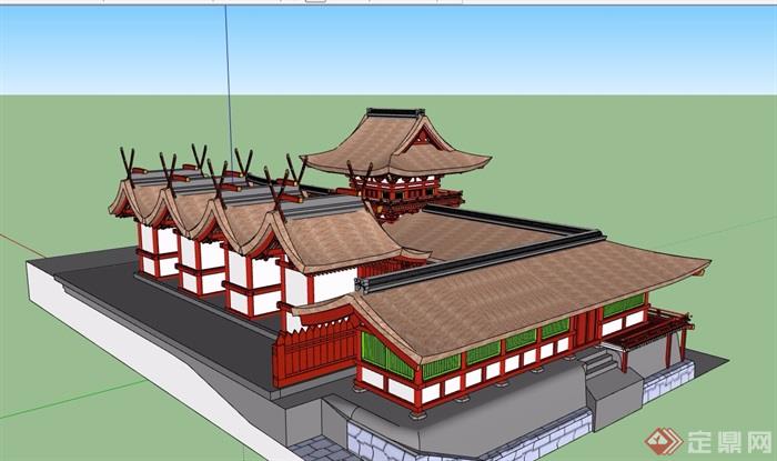 日式风格旅游区建筑设计su模型