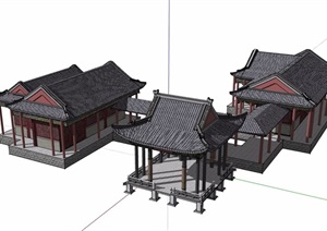 古典中式四合院民居建筑SU(草图大师)模型