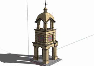 欧式详细的钟塔详细独特设计SU(草图大师)模型