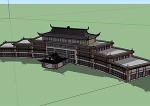 古典中式风格详细的多层星级酒店SU(草图大师)模型