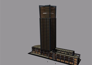 某底商酒店高层建筑设计SU(草图大师)模型