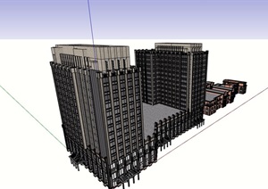 欧式风格商业及现代办公建筑楼设计SU(草图大师)模型
