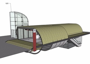 现代地铁站出入口设计SU(草图大师)模型