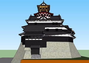 古典中式风格详细的完整寺庙设计SU(草图大师)模型