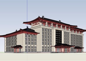 某古典中式风格详细的酒店设计SU(草图大师)模型
