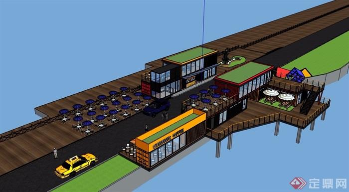 游艇码头详细的建筑设计su模型
