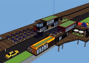 游艇码头详细的建筑设计SU(草图大师)模型