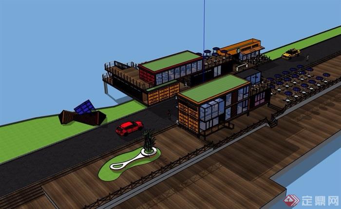 游艇码头详细的建筑设计su模型