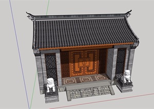 古典中式风格四合院大门设计SU(草图大师)模型