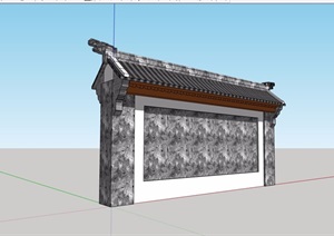 古典中式风格详细的景观墙设计SU(草图大师)模型