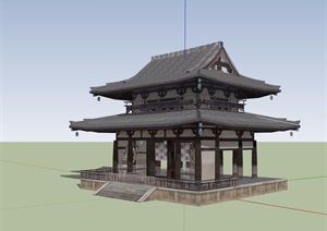 详细的古典中式风格寺庙建筑设计SU(草图大师)模型