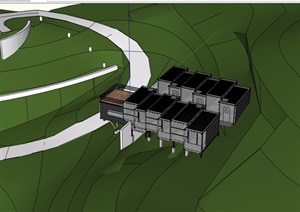 山地集装箱别墅设计SU(草图大师)模型