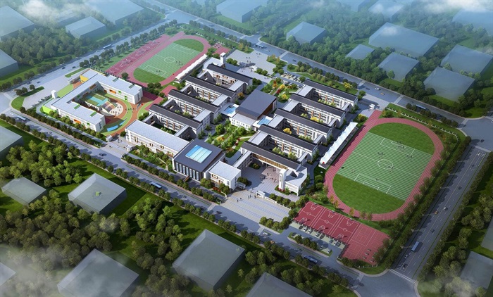 新中式现代中小学幼儿园SU模型建筑方案设计(1)