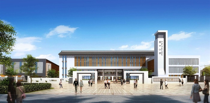 新中式现代中小学幼儿园SU模型建筑方案设计(2)