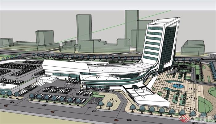 某详细完整的汽车站建筑设计su模型
