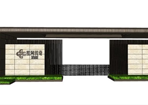 古典新中式风格入口大门SU(草图大师)模型