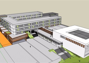 现代某详细的多层学校教育建筑楼设计SU(草图大师)模型