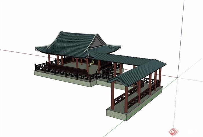古典中式风格详细完整的亭廊素材设计su模型