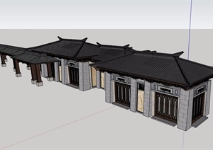 古典中式风格详细单层商业楼SU(草图大师)模型