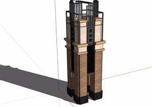 新古典风格景观塔楼素材设计SU(草图大师)模型