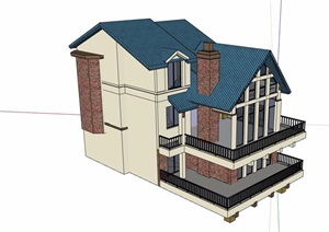 三层详细的欧式住宅别墅SU(草图大师)模型