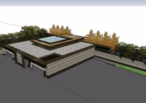 新古典风格详细完整的售楼建筑SU(草图大师)模型