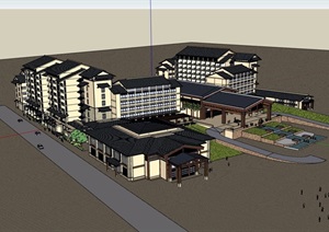 东南亚风格酒店完整详细设计SU(草图大师)模型