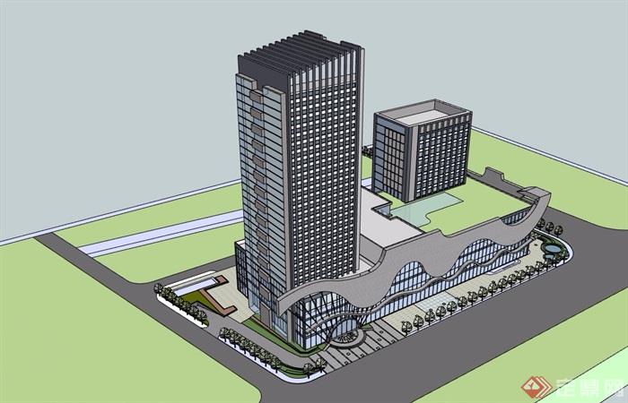 商业办公酒店综合体楼设计su模型