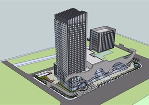 商业办公酒店综合体楼设计SU(草图大师)模型
