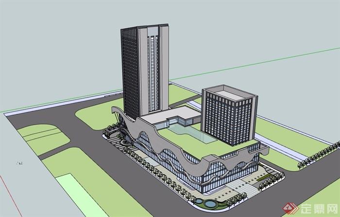 商业办公酒店综合体楼设计su模型