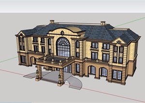法式风格详细多层会所设计SU(草图大师)模型